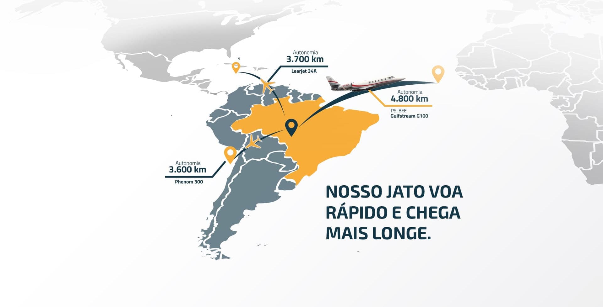 Infográfico do alcance do Gulfstream G100 a partir de Cuiabá
